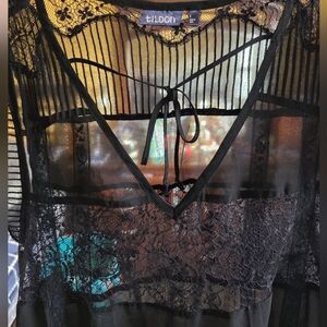 Tildon Sheer Black Lace Slip Dress